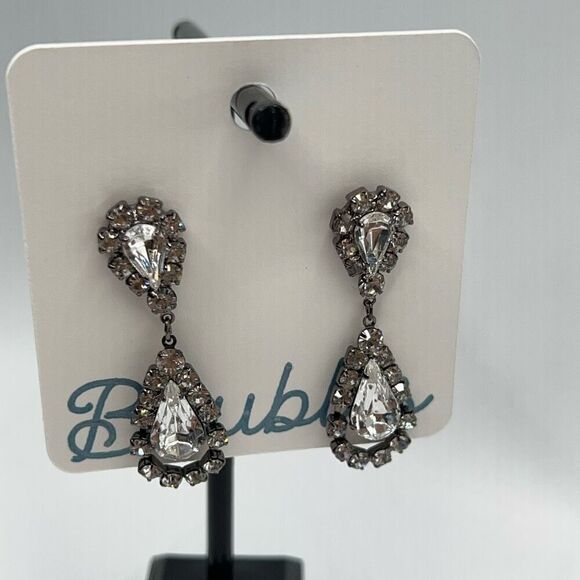 Baubles Silver Austrian Crystals Dangle Earrings - Picture 1 of 3